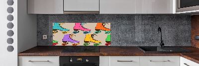 Glazen achterwand keuken Kleurrijke rolschaatsen
