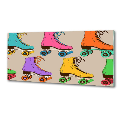 Glazen achterwand keuken Kleurrijke rolschaatsen