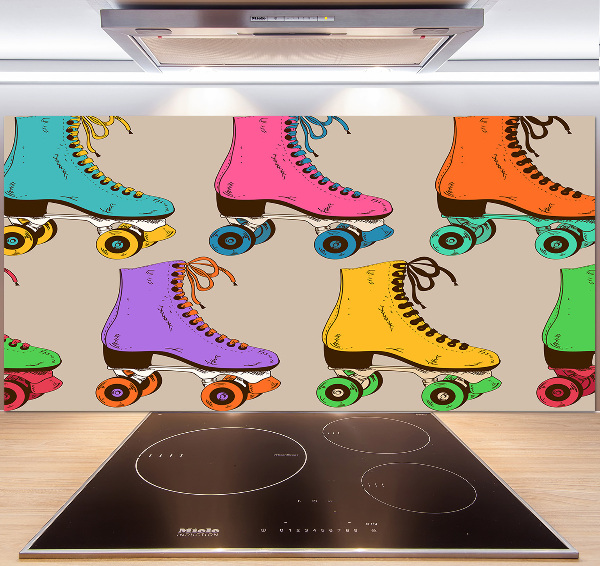 Glazen achterwand keuken Kleurrijke rolschaatsen