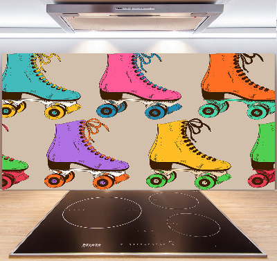 Glazen achterwand keuken Kleurrijke rolschaatsen