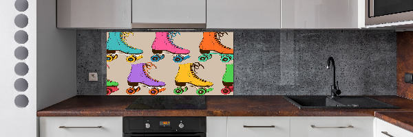 Glazen achterwand keuken Kleurrijke rolschaatsen