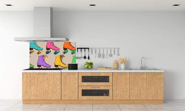 Glazen achterwand keuken Kleurrijke rolschaatsen