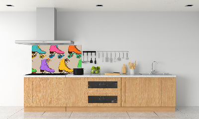 Glazen achterwand keuken Kleurrijke rolschaatsen