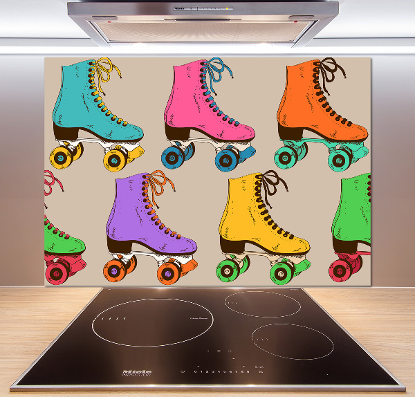 Glazen achterwand keuken Kleurrijke rolschaatsen