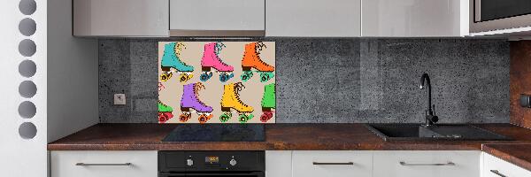 Glazen achterwand keuken Kleurrijke rolschaatsen