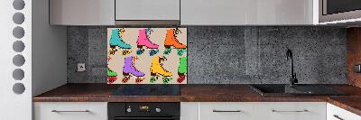 Glazen achterwand keuken Kleurrijke rolschaatsen