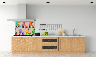 Glazen achterwand keuken Kleurrijke rolschaatsen
