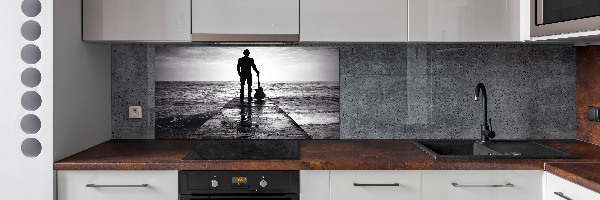 Spatscherm keuken Gitarist op de pier