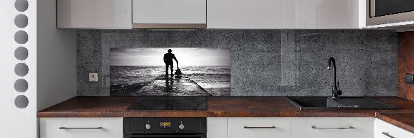 Spatscherm keuken Gitarist op de pier