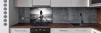 Spatscherm keuken Gitarist op de pier