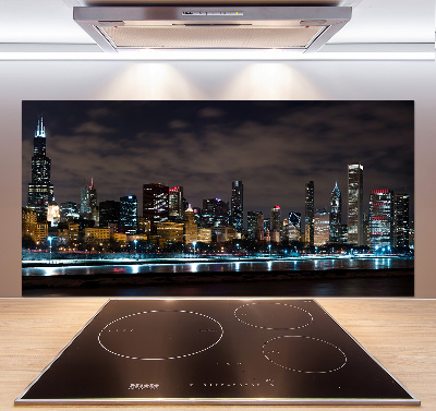 Glazen achterwand keuken Chicago 's nachts
