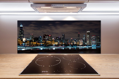 Glazen achterwand keuken Chicago 's nachts