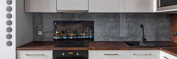 Glazen achterwand keuken Chicago 's nachts