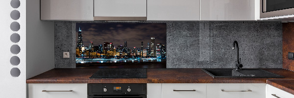 Glazen achterwand keuken Chicago 's nachts