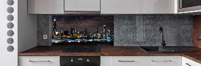 Glazen achterwand keuken Chicago 's nachts
