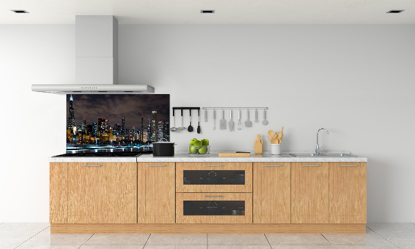 Glazen achterwand keuken Chicago 's nachts