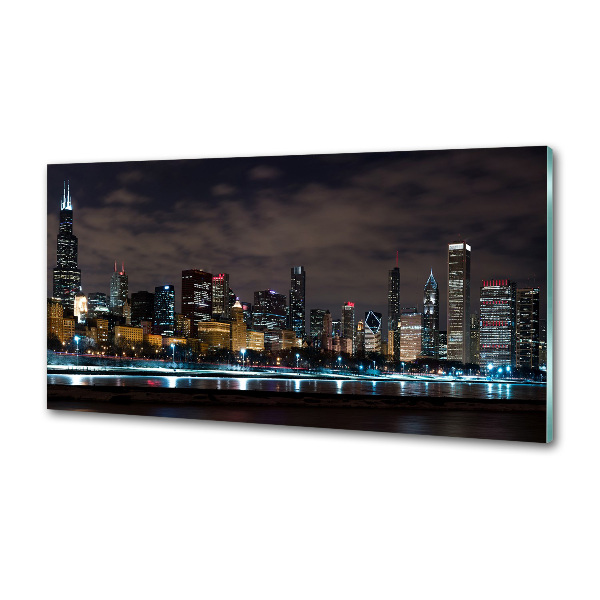 Glazen achterwand keuken Chicago 's nachts