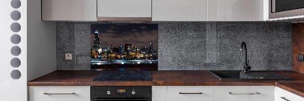 Glazen achterwand keuken Chicago 's nachts