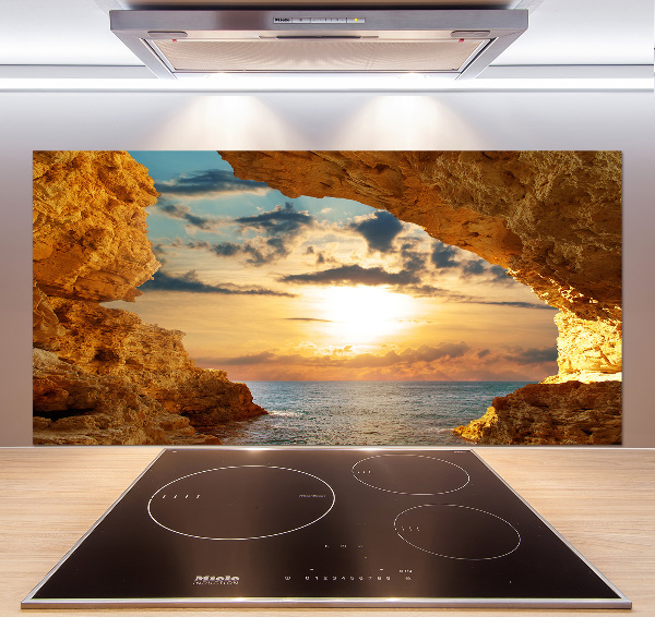 Glazen achterwand keuken Grot aan zee