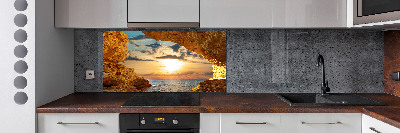 Glazen achterwand keuken Grot aan zee
