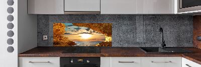 Glazen achterwand keuken Grot aan zee