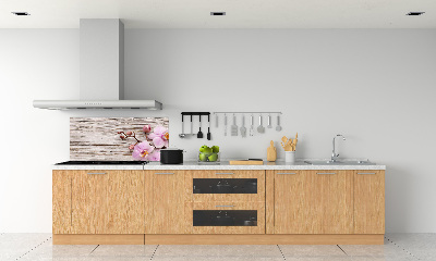 Glazen achterwand keuken Orchidee op hout