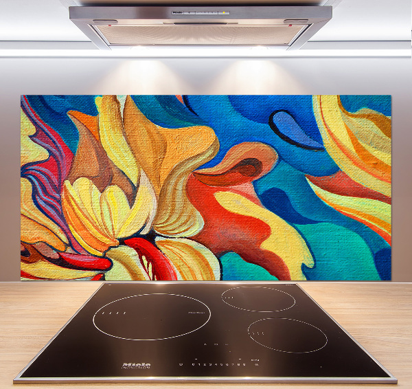 Glazen achterwand keuken Abstracte bloem