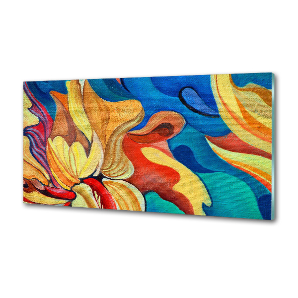 Glazen achterwand keuken Abstracte bloem