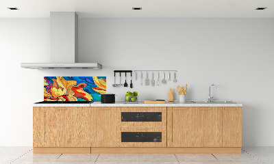 Glazen achterwand keuken Abstracte bloem