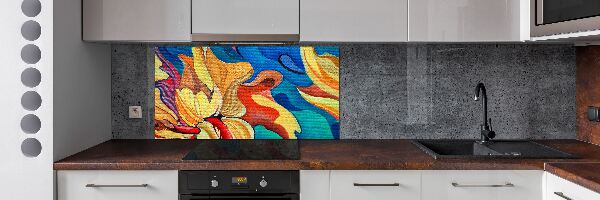 Glazen achterwand keuken Abstracte bloem