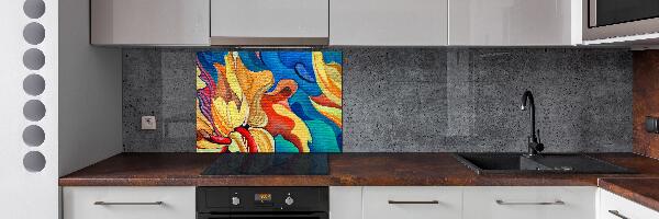 Glazen achterwand keuken Abstracte bloem