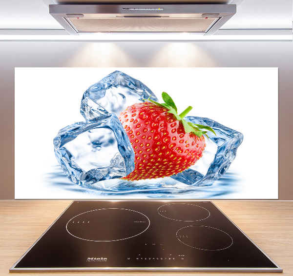 Glazen achterwand keuken Aardbei met ijs