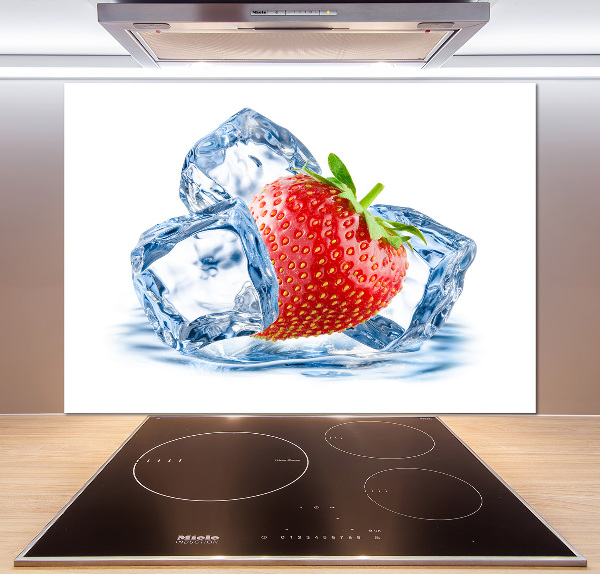 Glazen achterwand keuken Aardbei met ijs