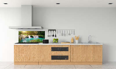 Glazen achterwand keuken Waterval in het bos