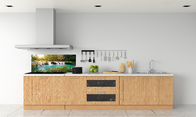 Glazen achterwand keuken Waterval in het bos