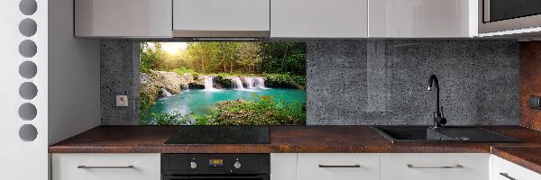 Glazen achterwand keuken Waterval in het bos