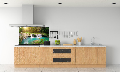 Glazen achterwand keuken Waterval in het bos