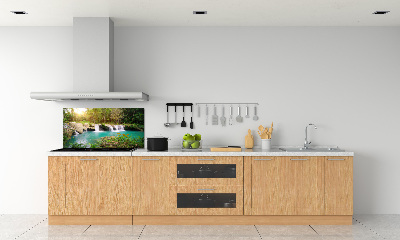 Glazen achterwand keuken Waterval in het bos