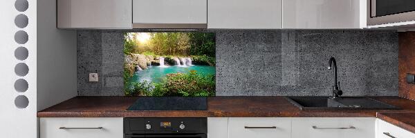Glazen achterwand keuken Waterval in het bos