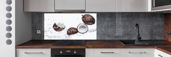 Spatscherm keuken Kokosnoot met water