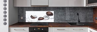 Spatscherm keuken Kokosnoot met water