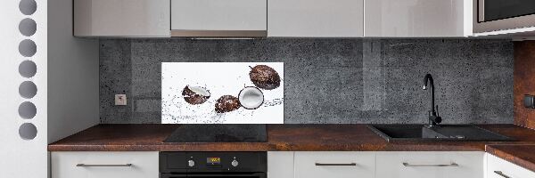 Spatscherm keuken Kokosnoot met water