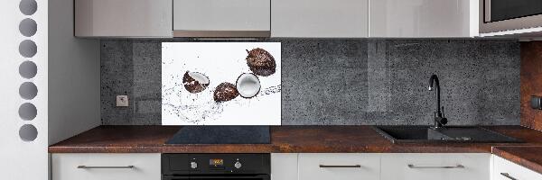 Spatscherm keuken Kokosnoot met water