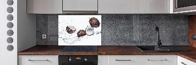 Spatscherm keuken Kokosnoot met water