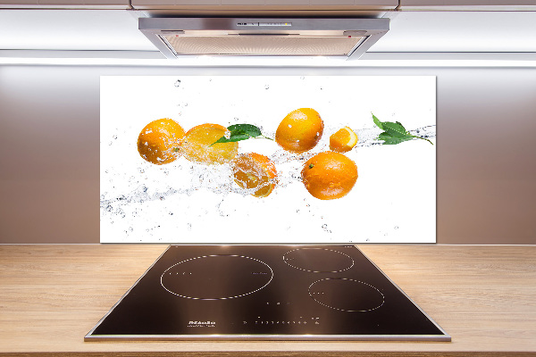 Glazen achterwand keuken Sinaasappels en water