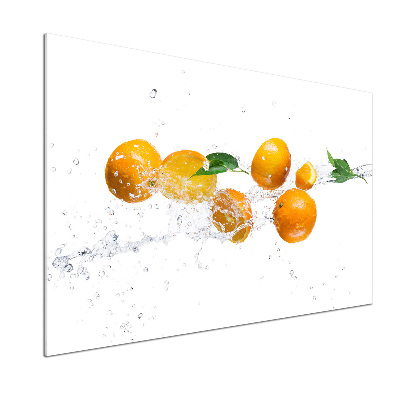 Glazen achterwand keuken Sinaasappels en water