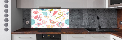 Achterwand keuken Bloemen en vogels
