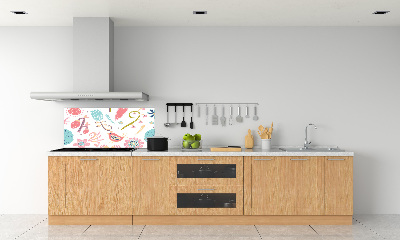Achterwand keuken Bloemen en vogels