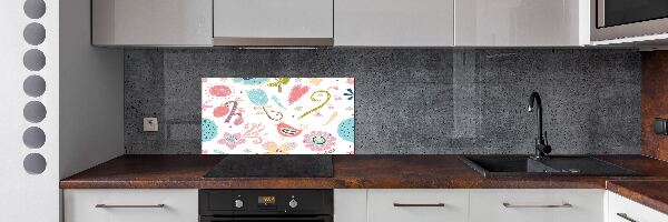 Achterwand keuken Bloemen en vogels