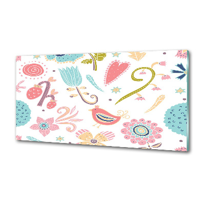 Panel do kuchni Kwiaty i ptaki